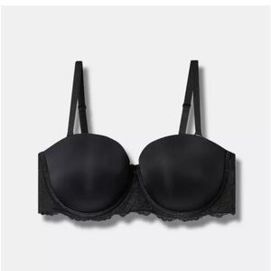Strapless Black Lace Underwire Bra